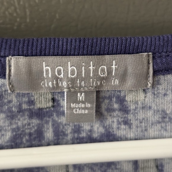 Habitat Women's Medium Blue Cozy Tie Dye Tiles Everyday Cotton Tee Casual - Picture 3 of 5
